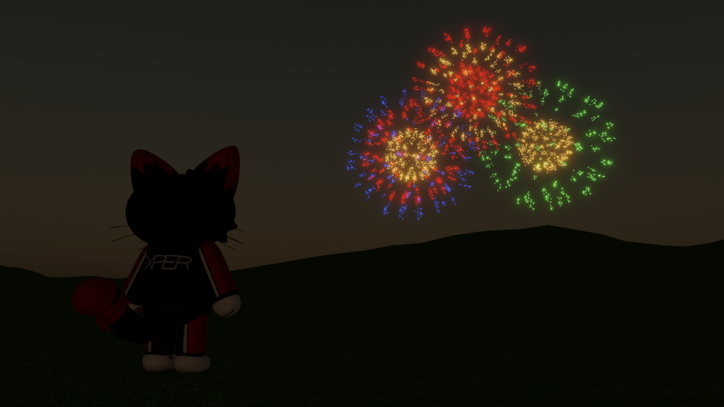 Eon is watching the fireworks outside. For eonstro