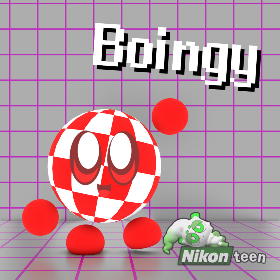 3D render of Boingy, an Objie that originally came from an <a href="https://youtu.be/YlAhRJjOhDg?si=MkZE2sFBkH49hm4a&t=17">Amiga demo.</a> Objies originally created by kirbyzaz. For AmigaX
