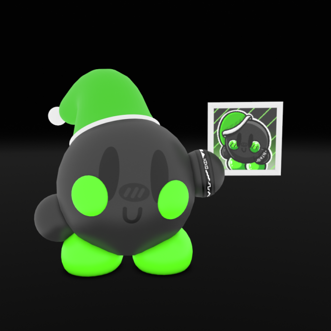 This is the first version of Niko. He's holding his picture frame. I asked Tsukomasi to make a Kirby OC for me.
