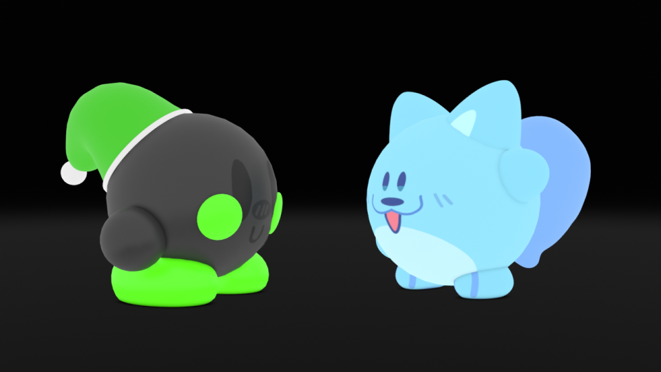 Blueberri (on the right) is waving to Niko. Featuring bozosart's character.