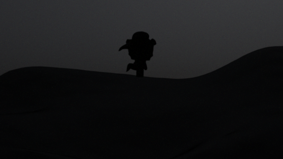 A silhouette of Takhwif can be seen watching the dark, vast landscape. This was created during a period of depression.
