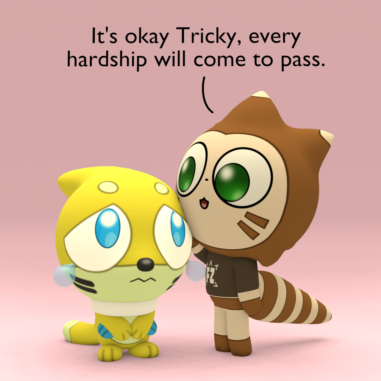 Feizoy is comforting worried Tricky, telling him that every hardship will come to pass. For AmigaX