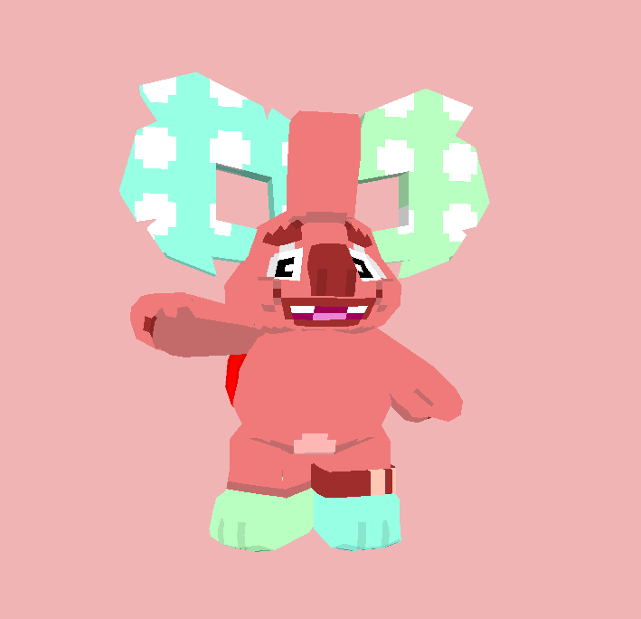 Low-poly 3D turntable animation of Dubbobon, who was created by Cottonfellow. Created with Blockbench.