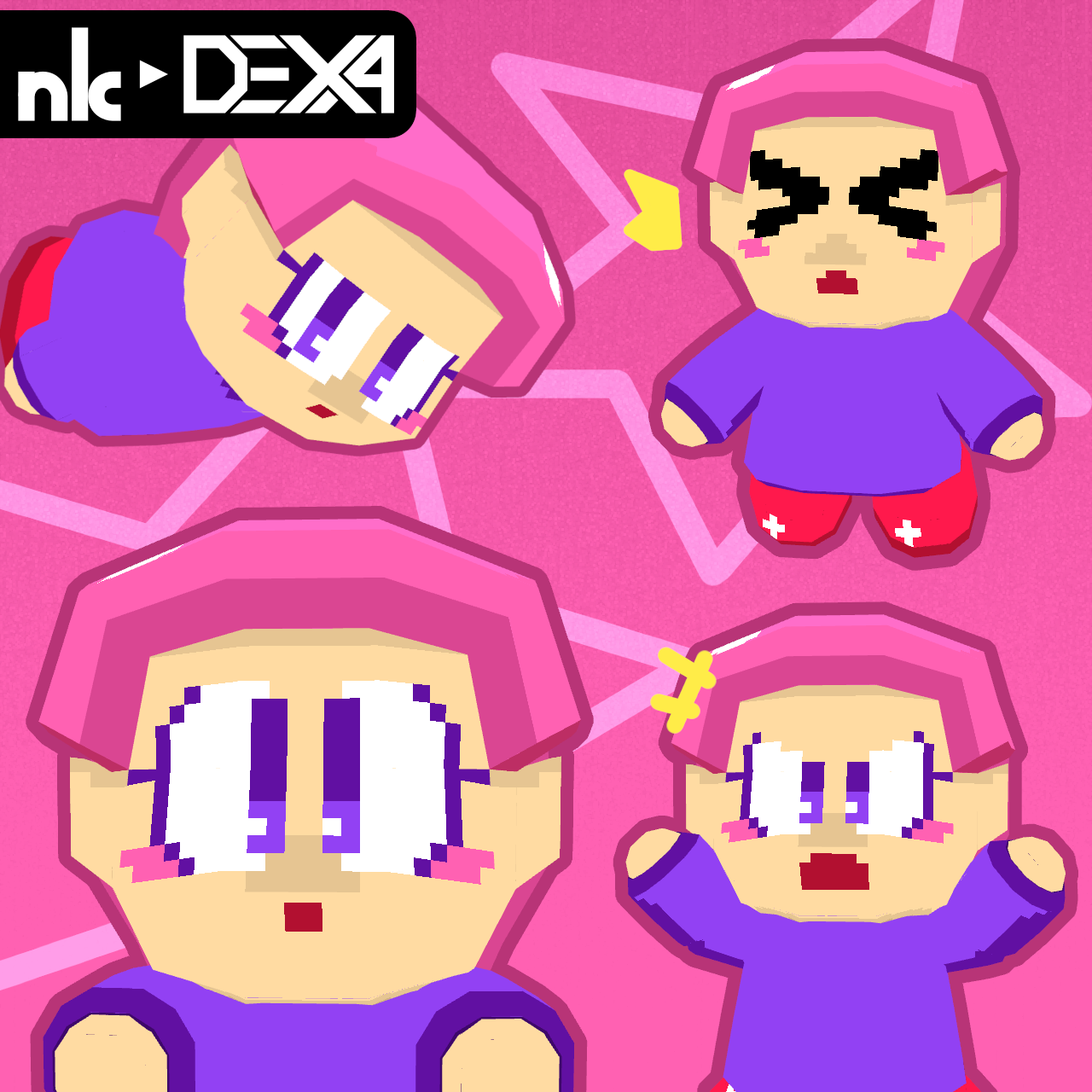 4 chibi girls with different poses. Original character by EngingerBreadMan. Created with Blockbench.