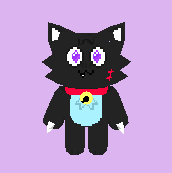 Low-poly 3D turntable animation of Kuro, who was created by Kuro Shirobon. Created with Blockbench.