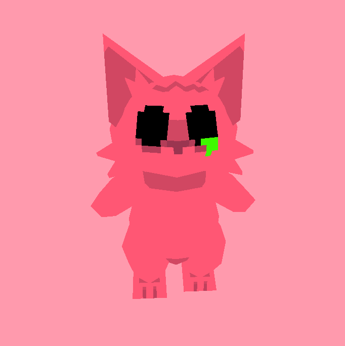 Low-poly 3D turntable animation of an original character, who was created by Voxicat. Created with Blockbench.