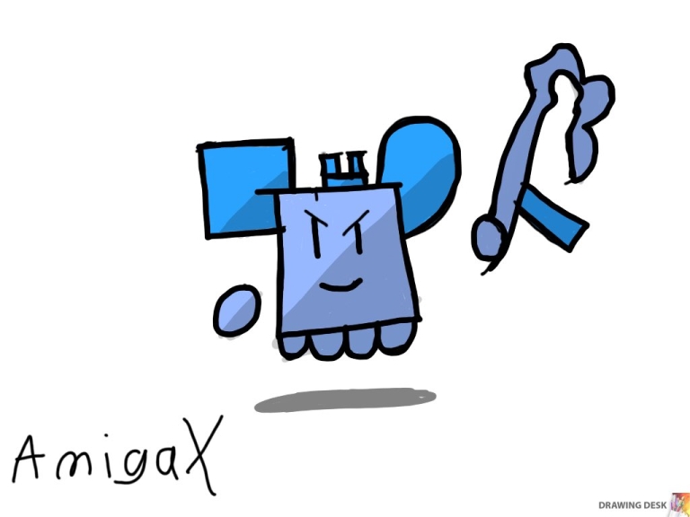 This character was originally sketched out on paper and created in Scratch. I forgot its name and gender, and the file has been lost to time. I respect Amiga's dedication for making fan-art of an elusive character.